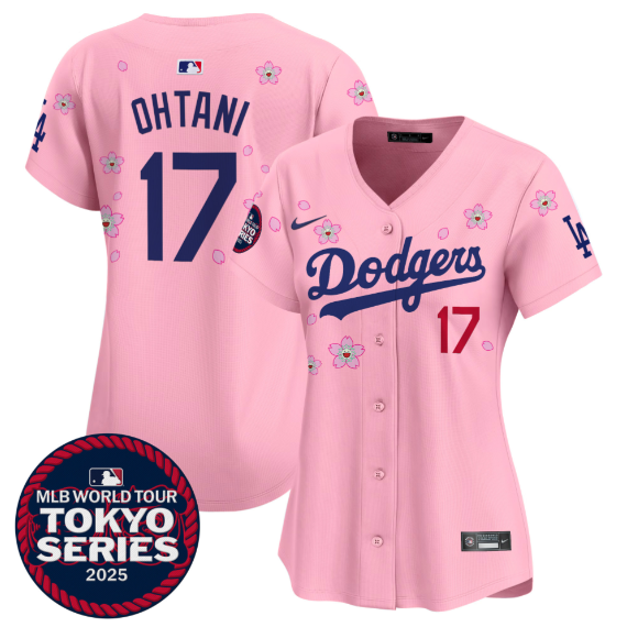 Women Los Angeles Dodgers 17 Ohtani Tokyo Series 2025 pink Limited Stitched Jersey